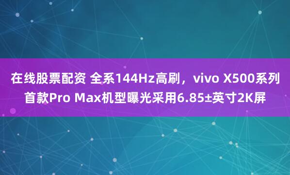 在线股票配资 全系144Hz高刷，vivo X500系列首款Pro Max机型曝光采用6.85±英寸2K屏